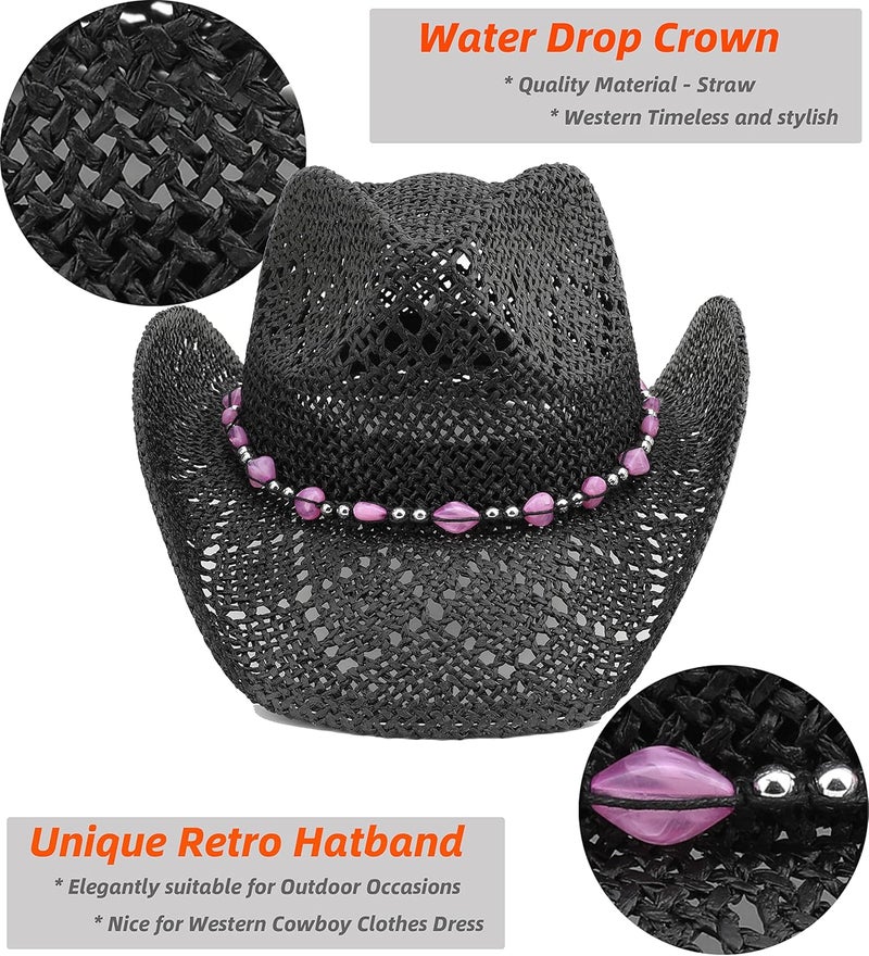 Pro Celia Men Women Cowgirl Straw Western Cowboy Hat - Image 5